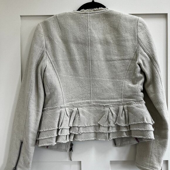 Banana Republic Cropped Tweed Jacket Size P2 Color: Stone - Picture 4 of 8